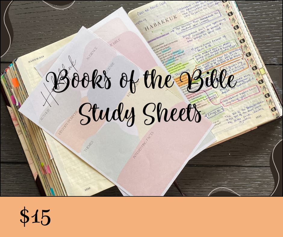 Books of the Bible Study Sheets